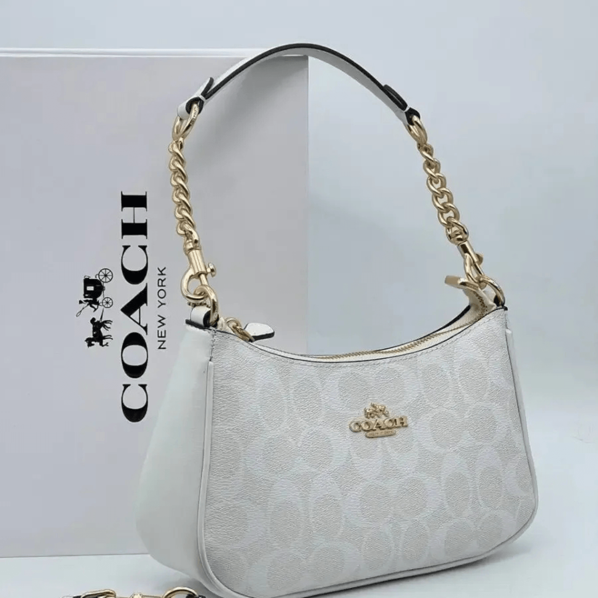 Coach – Set: Lockup Leather Slide Sandal & Teri Signature Canvas Tasche