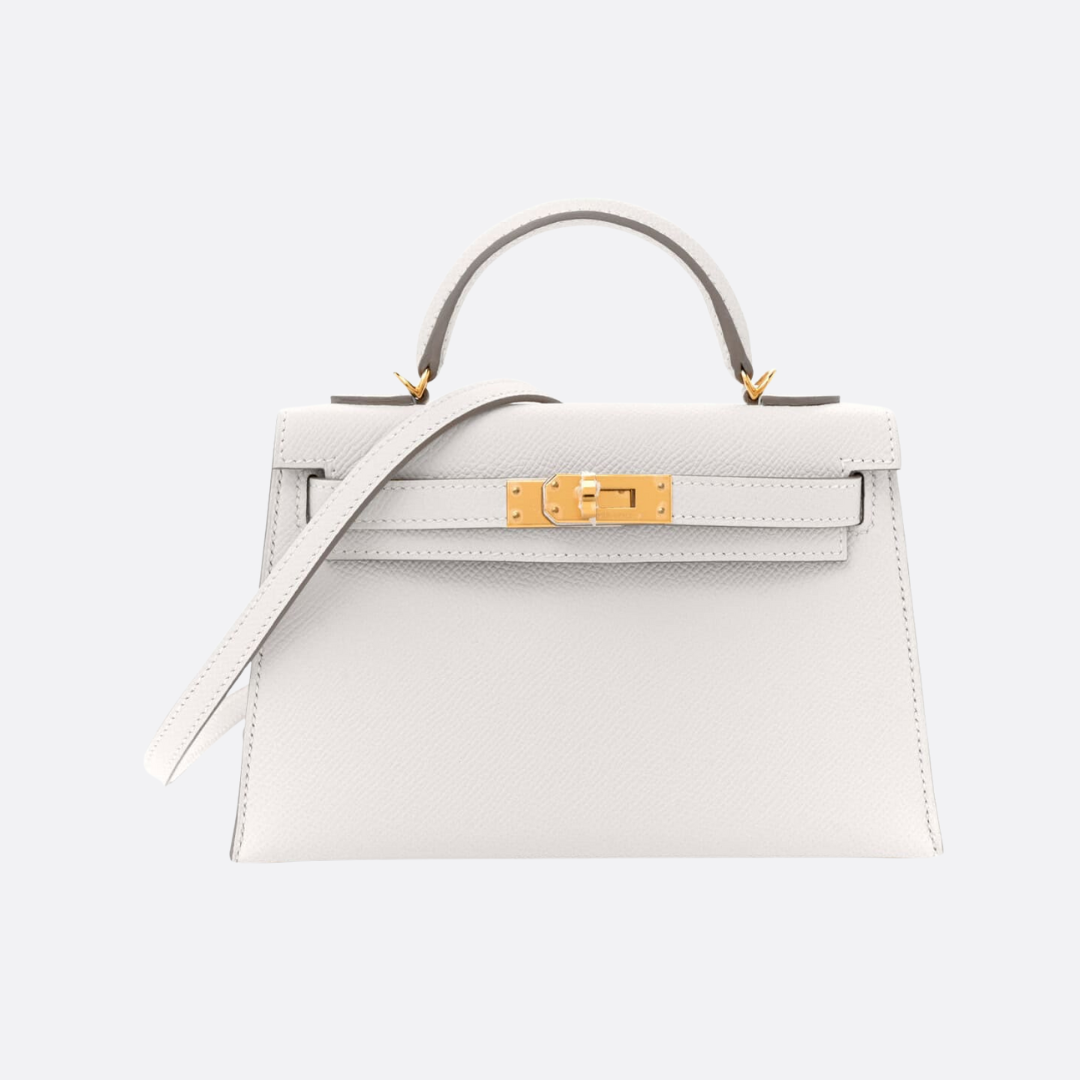 Hermès Kelly 20 Tasche mit goldener Hardware in Offwhite