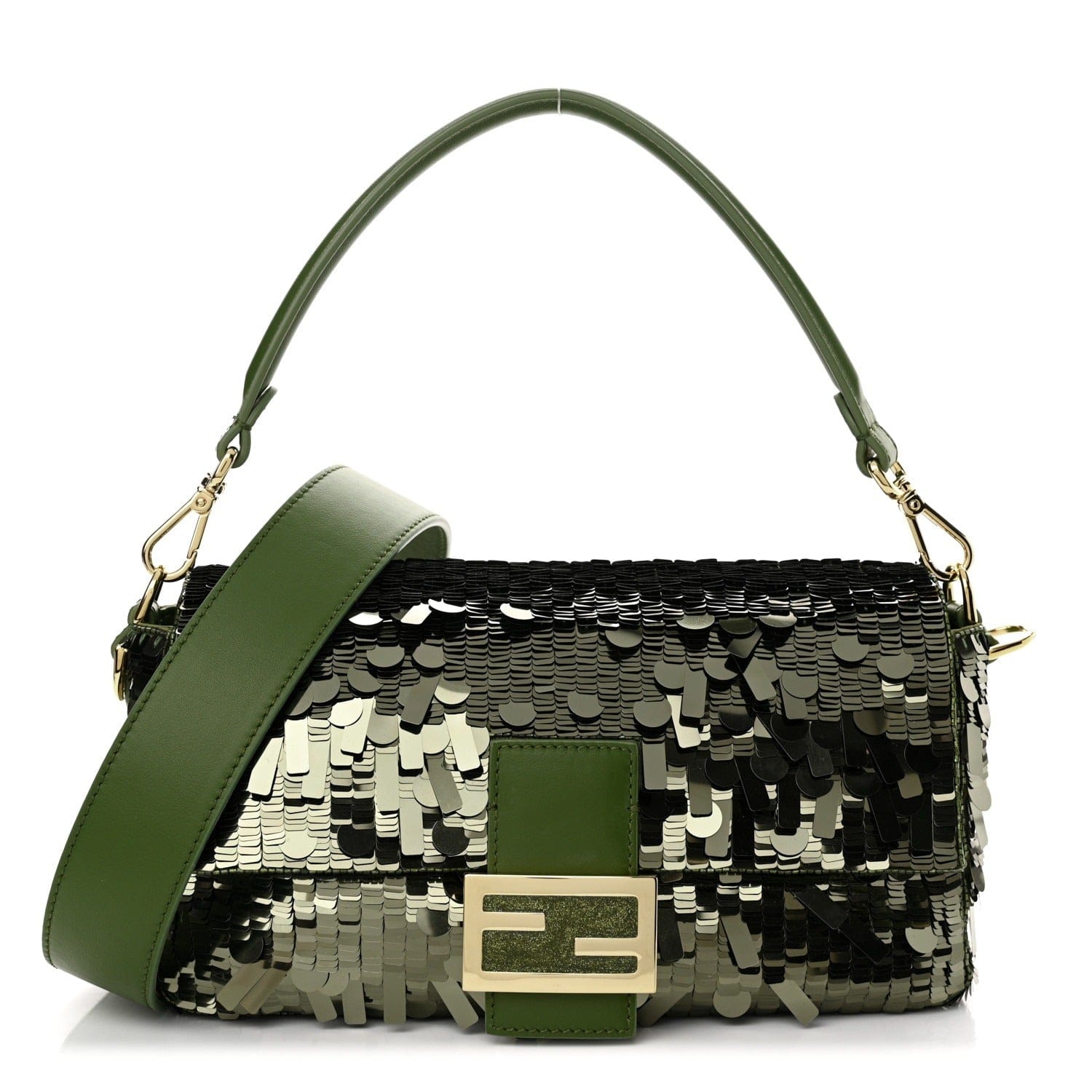 Fendi Baguette Bag in Grünen Pailletten und Leder