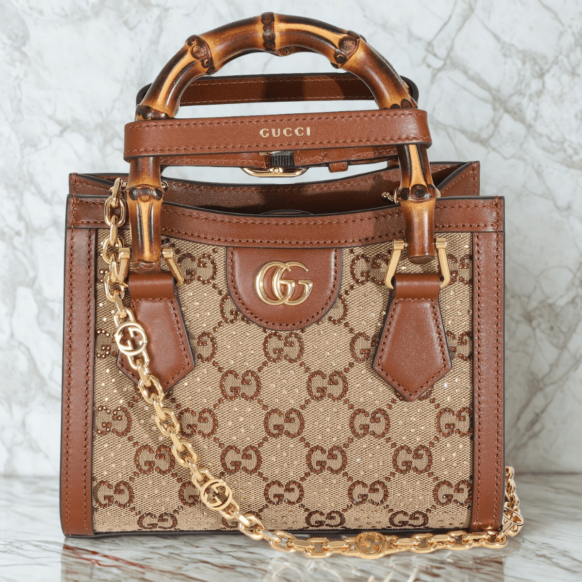 Gucci Diana Kleine Tote Tasche mit Kristallen