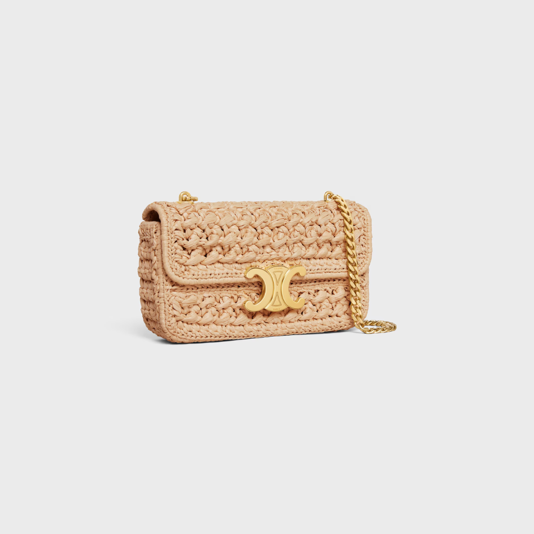 SCHULTERTASCHE MIT KETTE CLAUDE AUS RAFFIA MIT GEWEBEEFFEKT