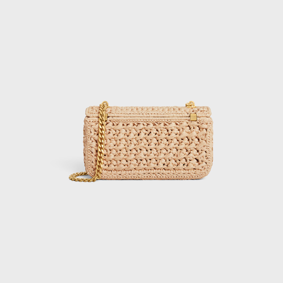 SCHULTERTASCHE MIT KETTE CLAUDE AUS RAFFIA MIT GEWEBEEFFEKT