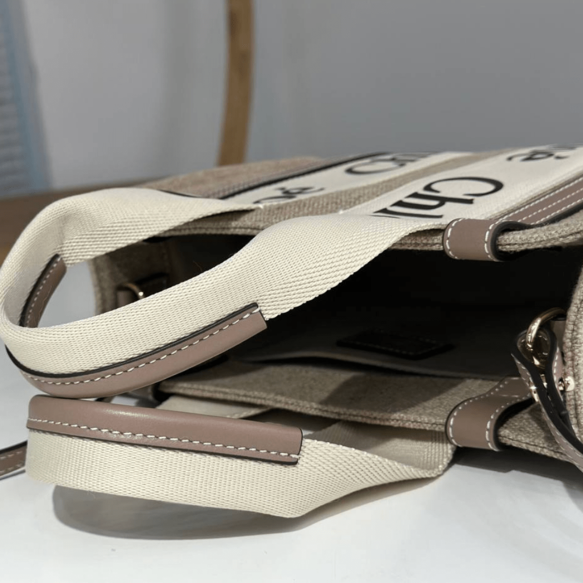 Large Woody Tasche aus Leinen von Chloé