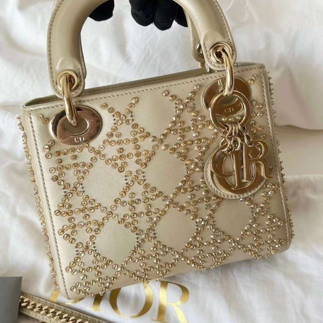 MINI LADY DIOR MIT PERLENSTICKEREI