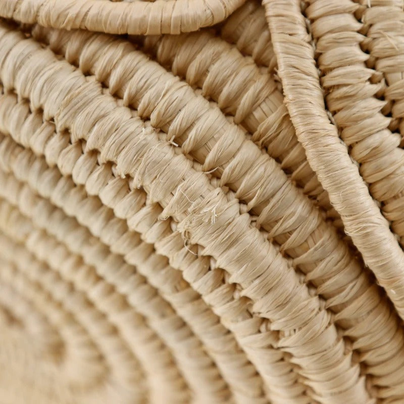 CELINE KLASSISCHER PANIER-KORB IN KLEIN MIT GEFLOCHTENEM TRIOMPHE AUS RAFFIA UND KALBSLEDER